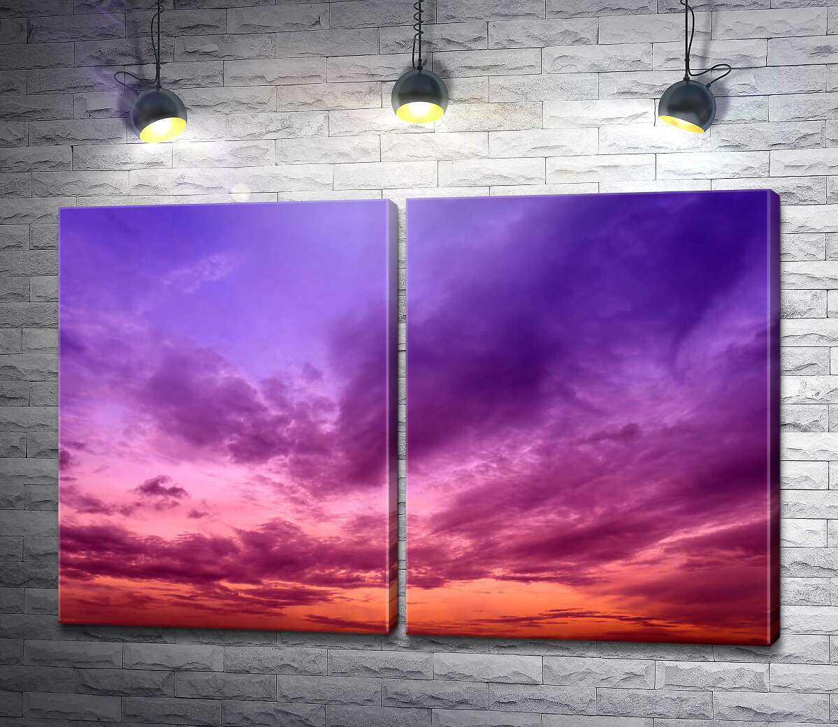 модульна картина Червоно-фіолетовий захід сонця
