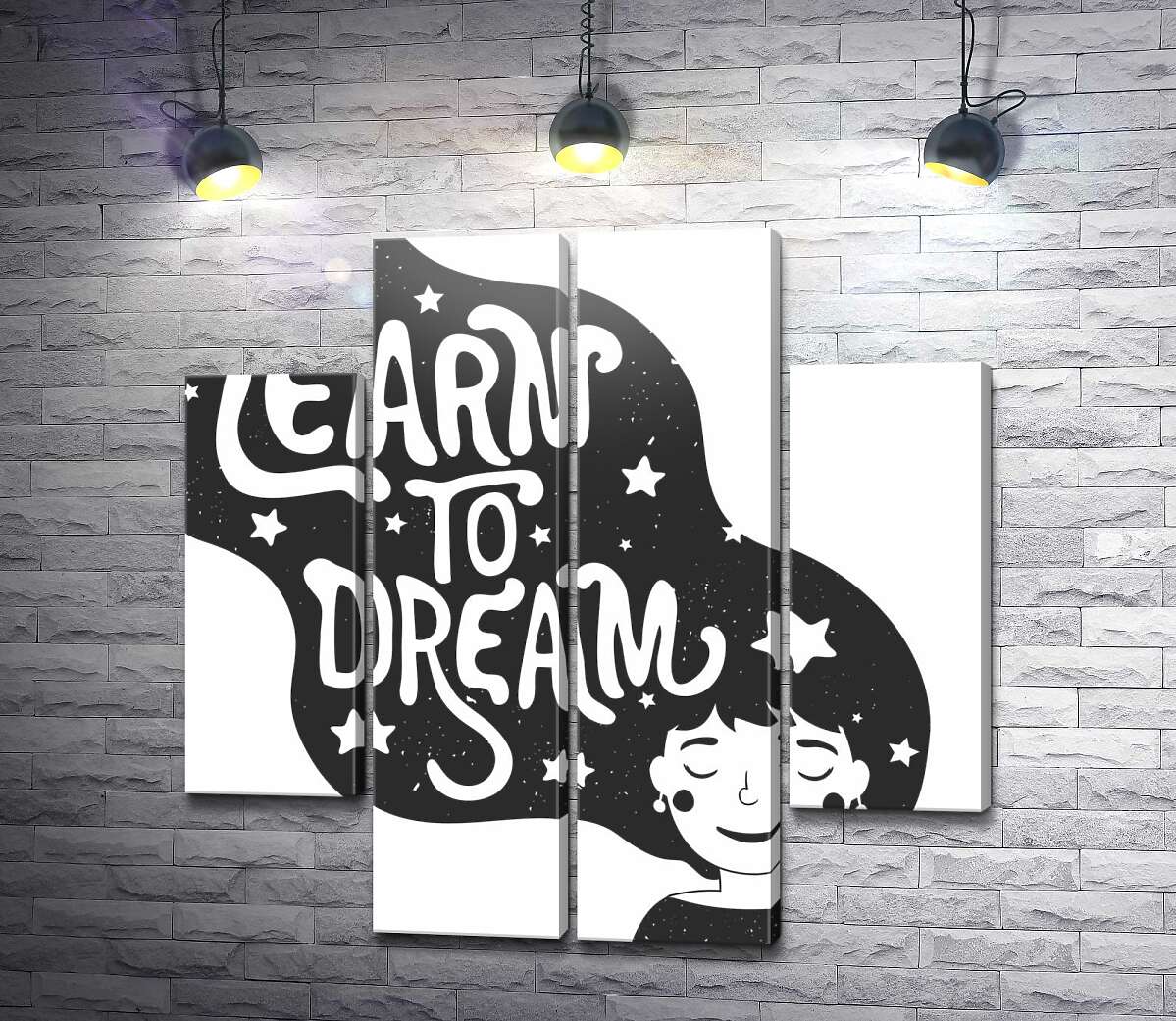 модульная картина Мотивационный плакат: Learn to dream (Модуль №20)
