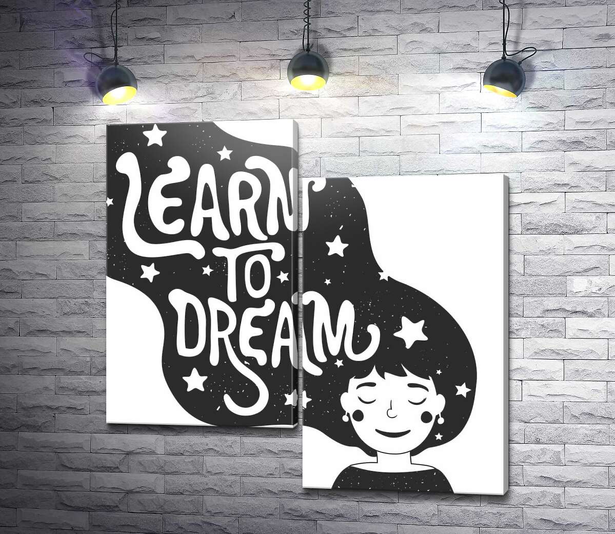 модульная картина Мотивационный плакат: Learn to dream (Модуль №9)