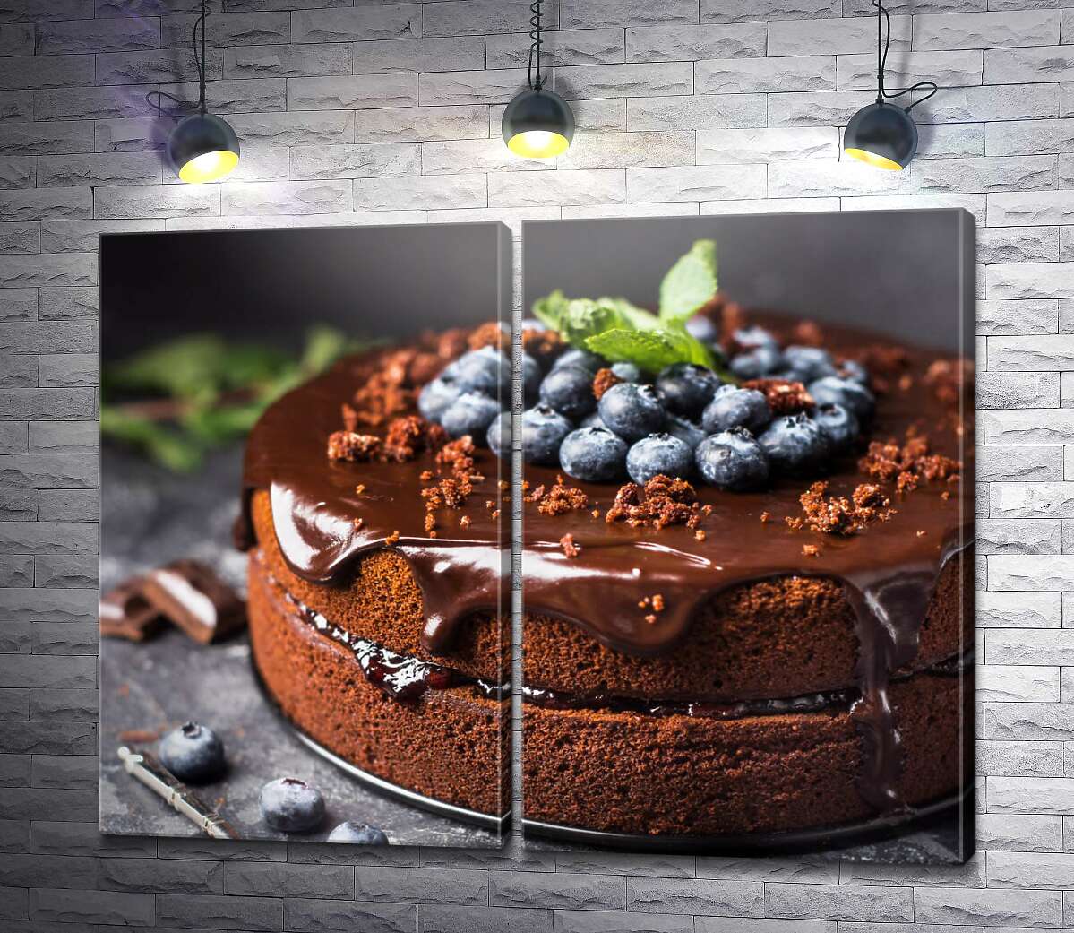 модульна картина Шоколадний торт з лохиною
