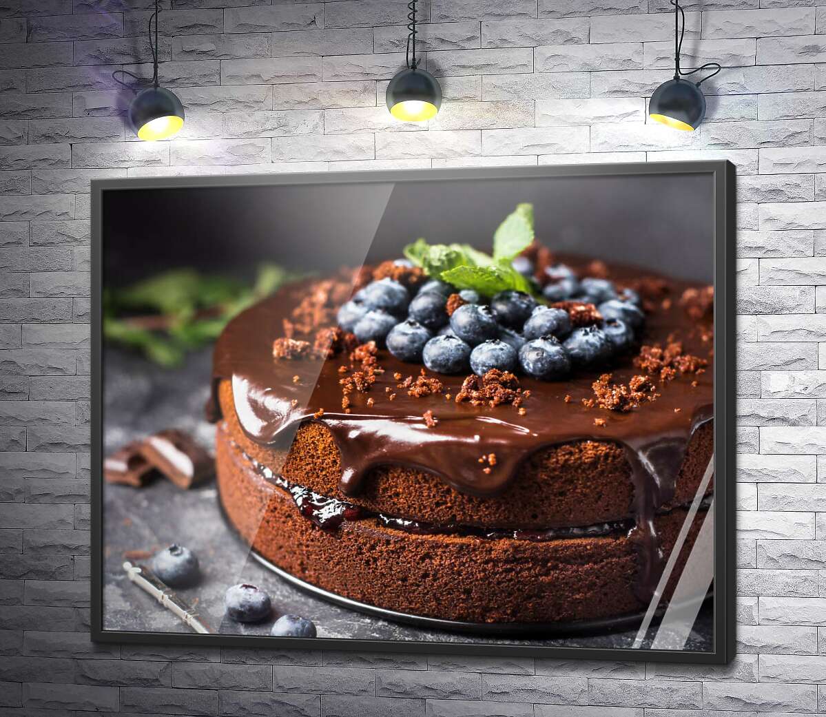 постер Шоколадный торт с голубикой