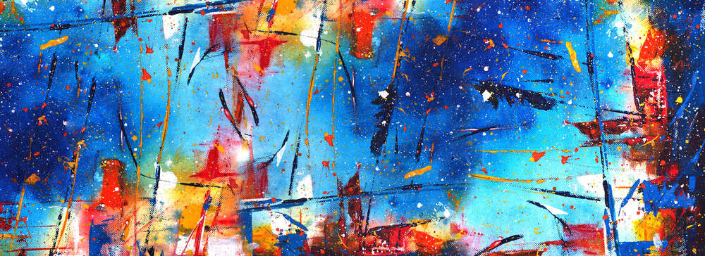 картина-постер Абстрактні мазки у синьо-червоних тонах