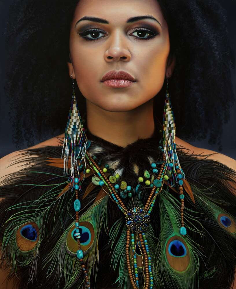 картина-постер Темнокожая девушка в экзотическом наряде