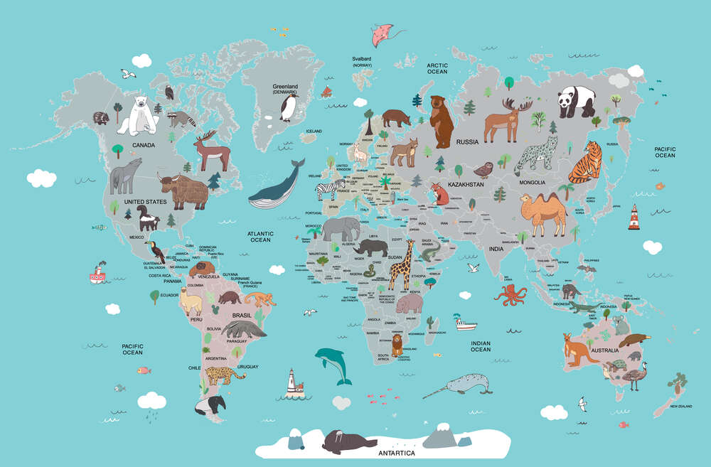 картина-постер Дитяче представлення мапи світу