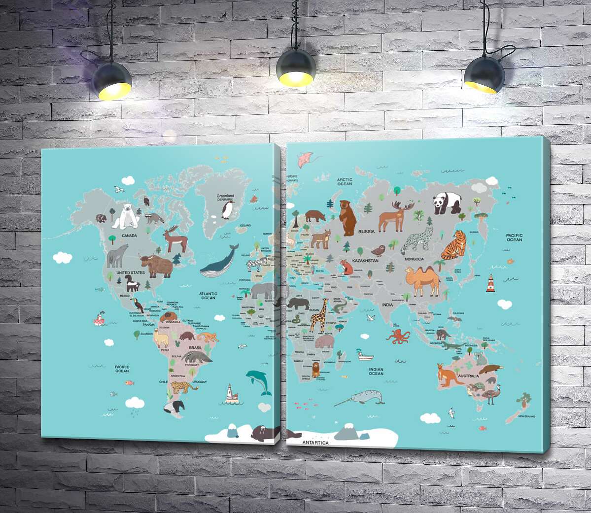 модульна картина Дитяче представлення мапи світу