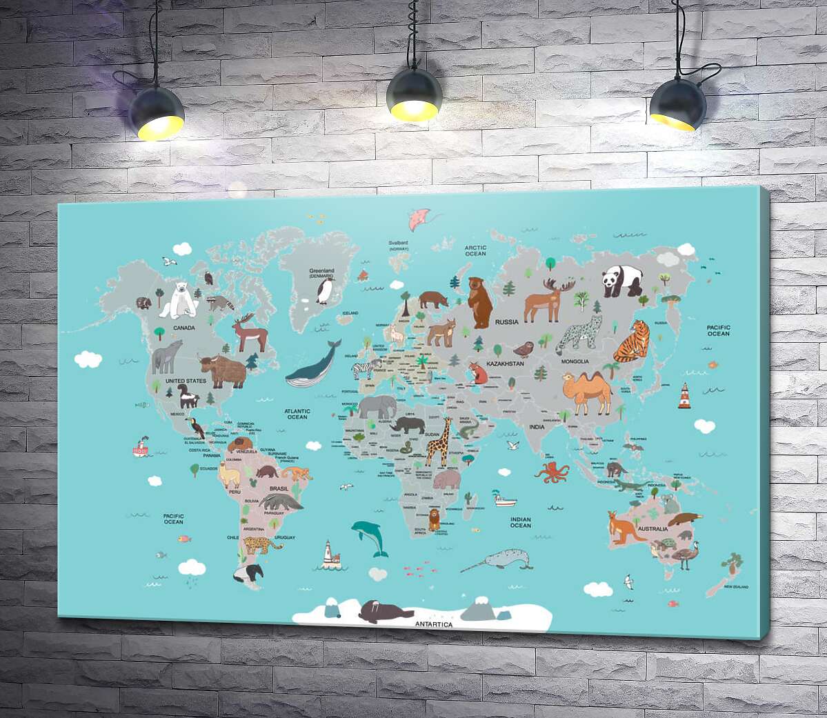 картина Детское представление карты мира