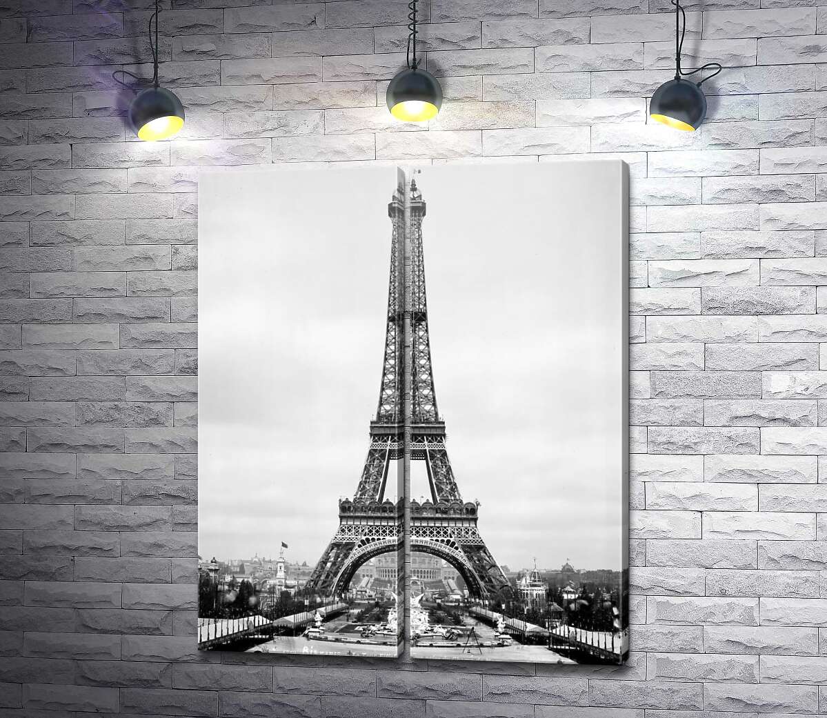 модульная картина Эйфелева башня на ретро фото
