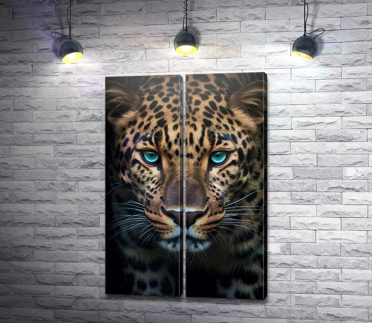 модульная картина Портрет леопарда с бирюзовыми глазами