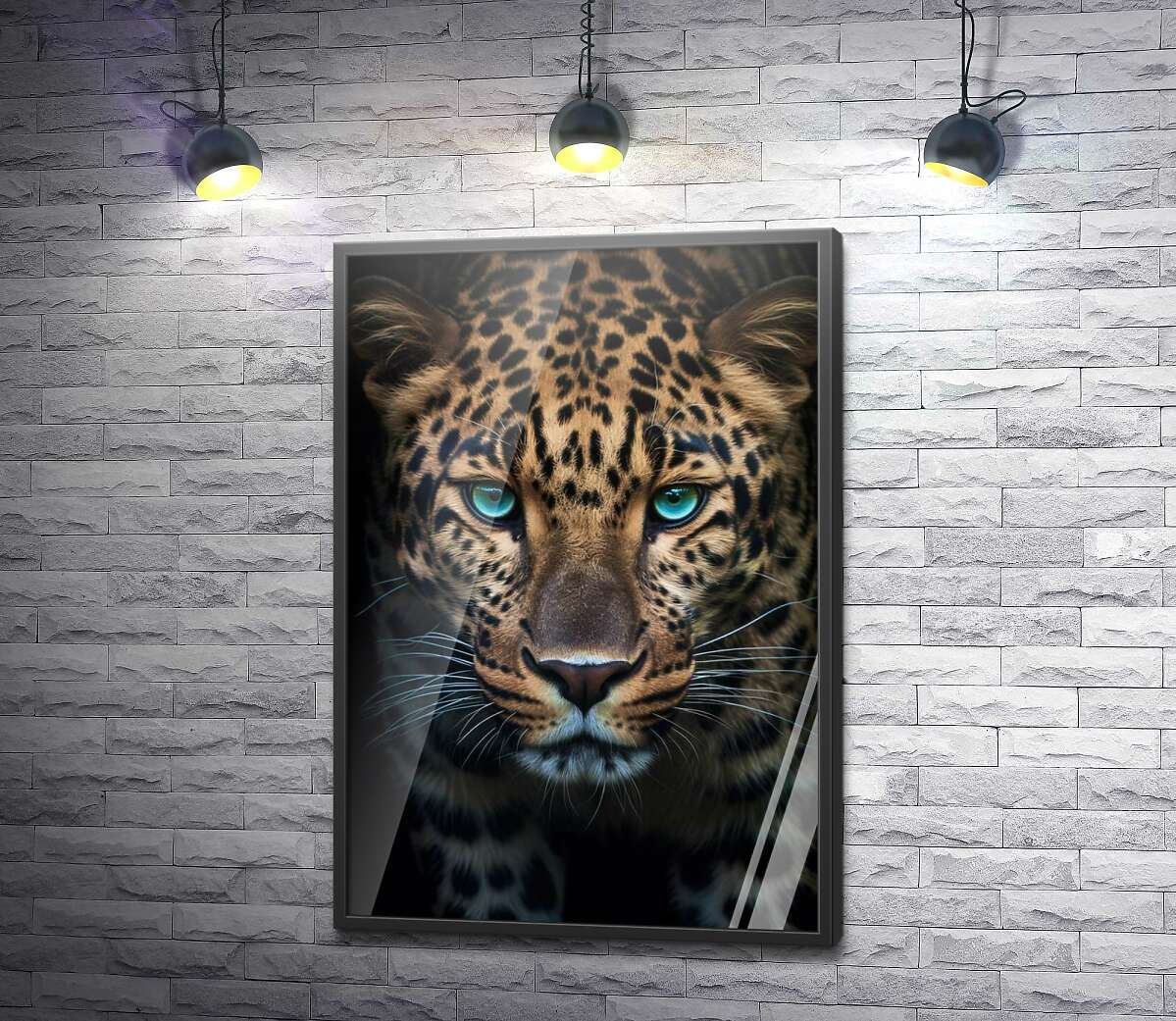 постер Портрет леопарда з бірюзовими очима