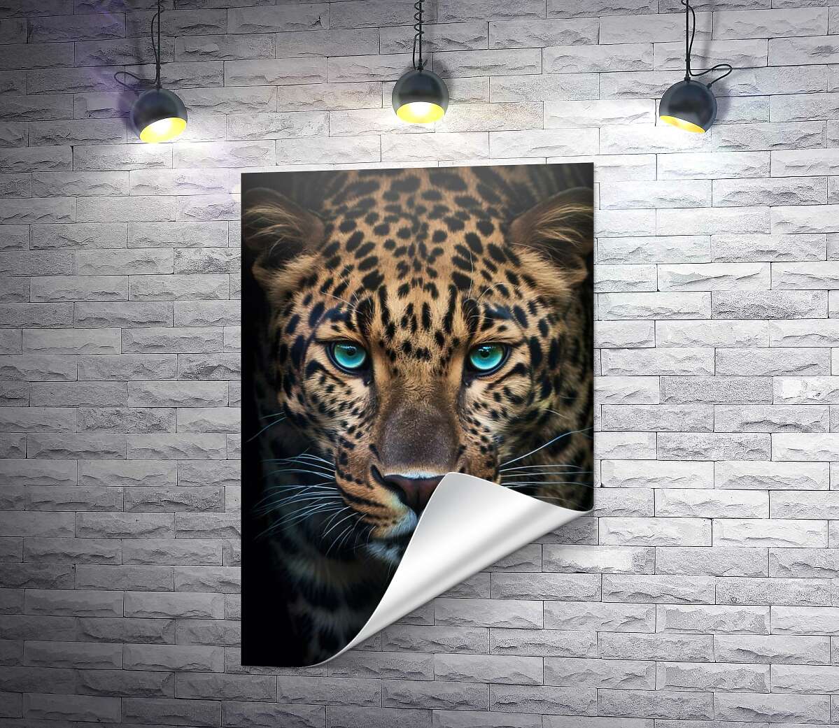 печать Портрет леопарда с бирюзовыми глазами