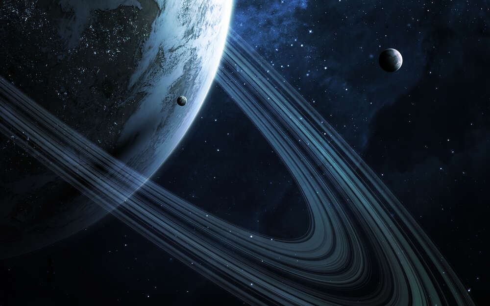 картина-постер Планета з орбітальними кільцями