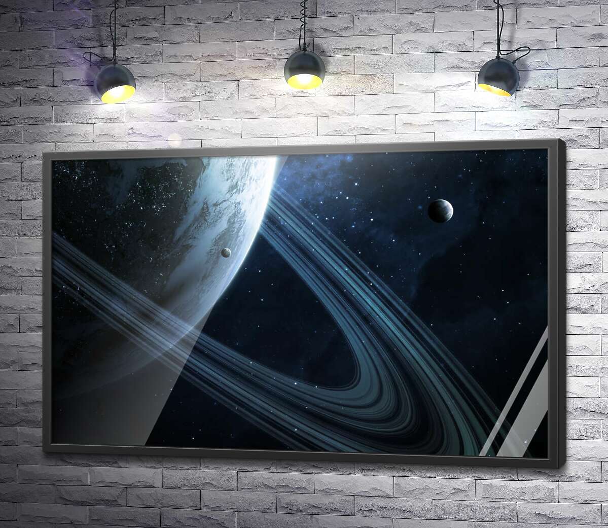постер Планета з орбітальними кільцями