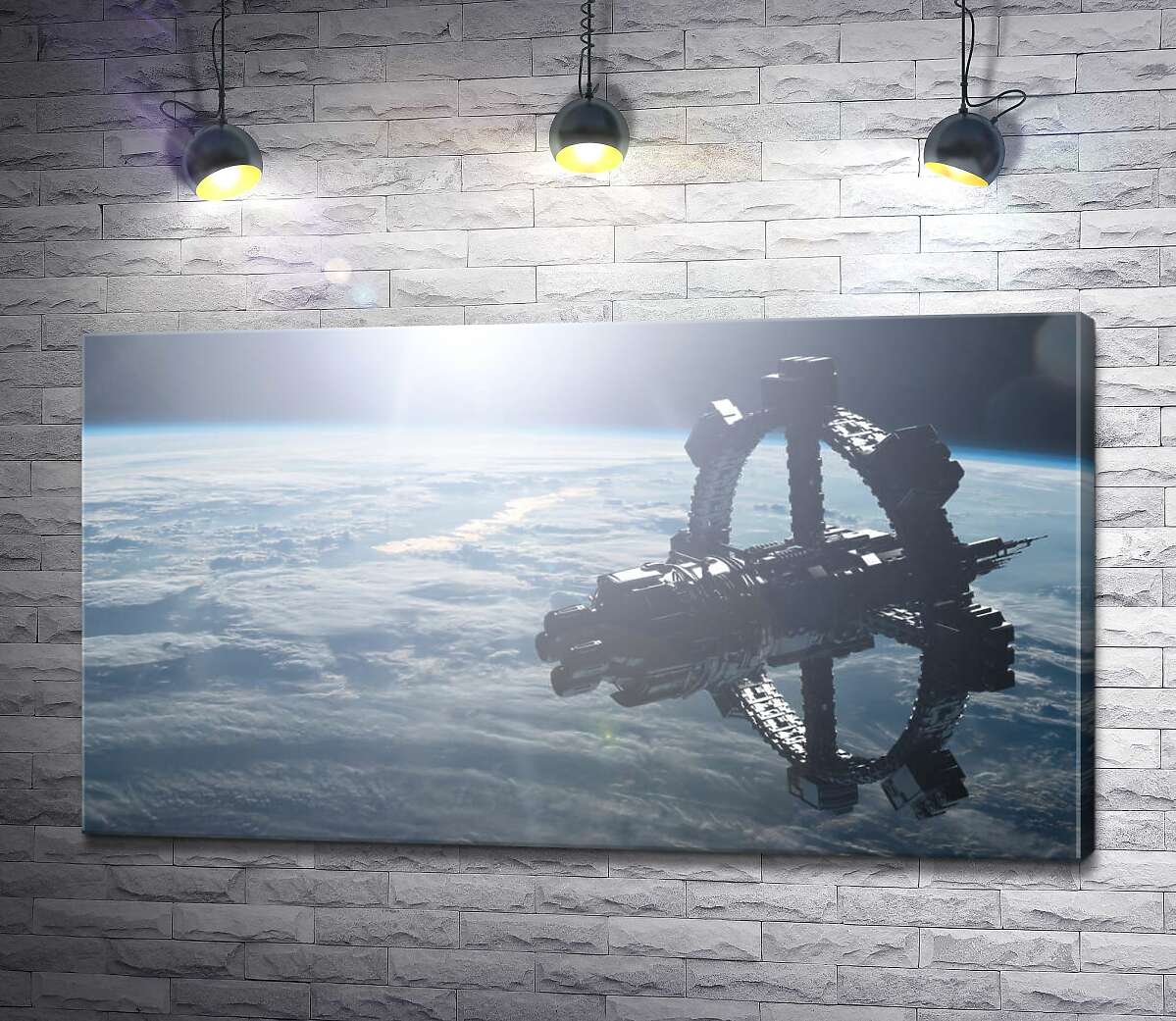 картина Космічна станція над поверхнею землі