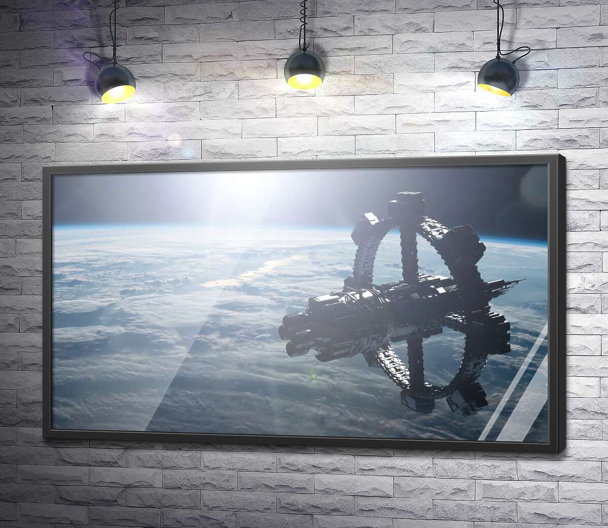 постер Космічна станція над поверхнею землі