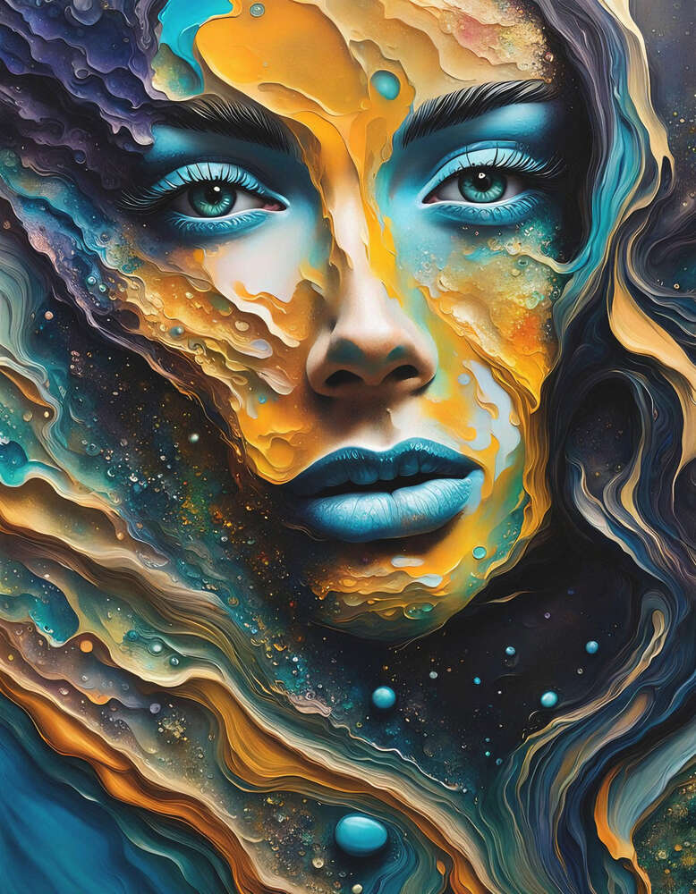 картина-постер Космічний силует жіночого обличчя