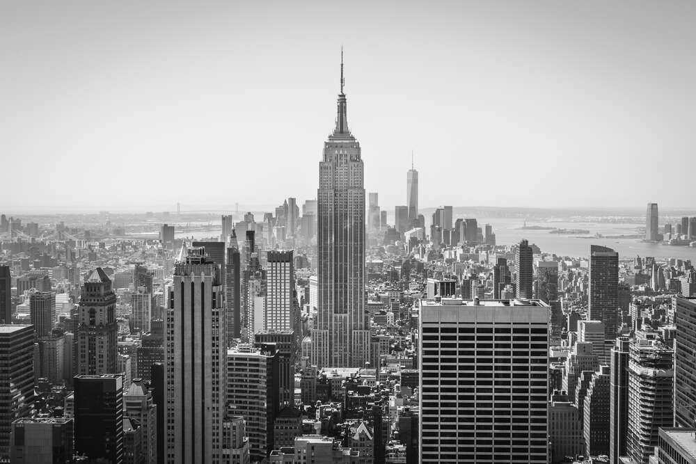 картина-постер Черно-белая панорама на Нью-Йорк