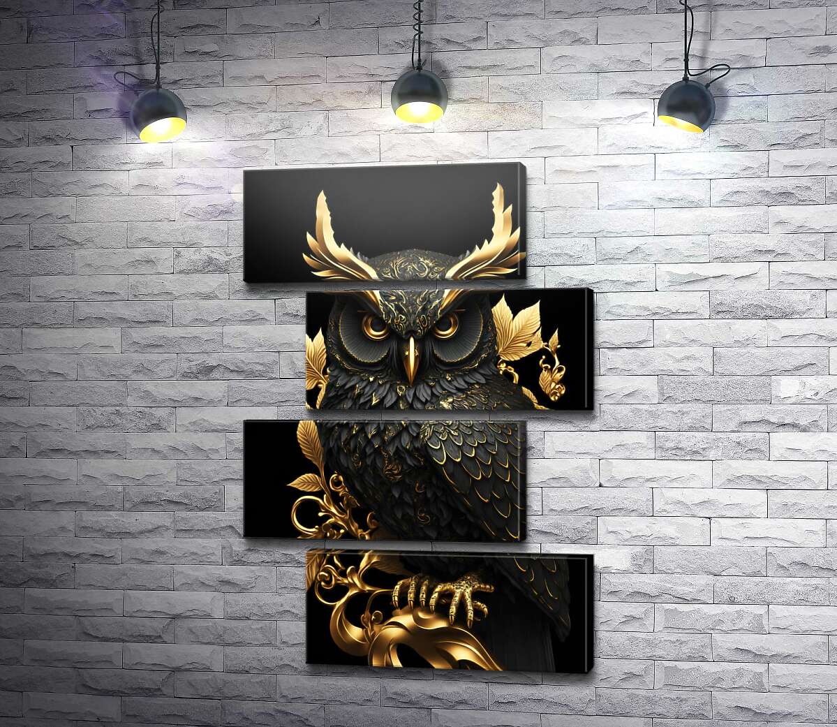 модульна картина Чорно-золота скульптура пугача (Модуль №23)