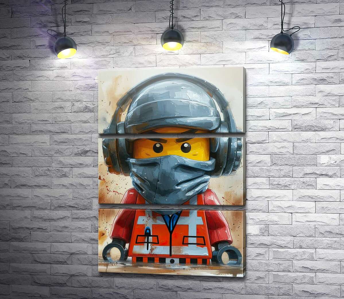 модульна картина Персонаж іграшкового конструктора у вигляді робочого (Модуль №15)
