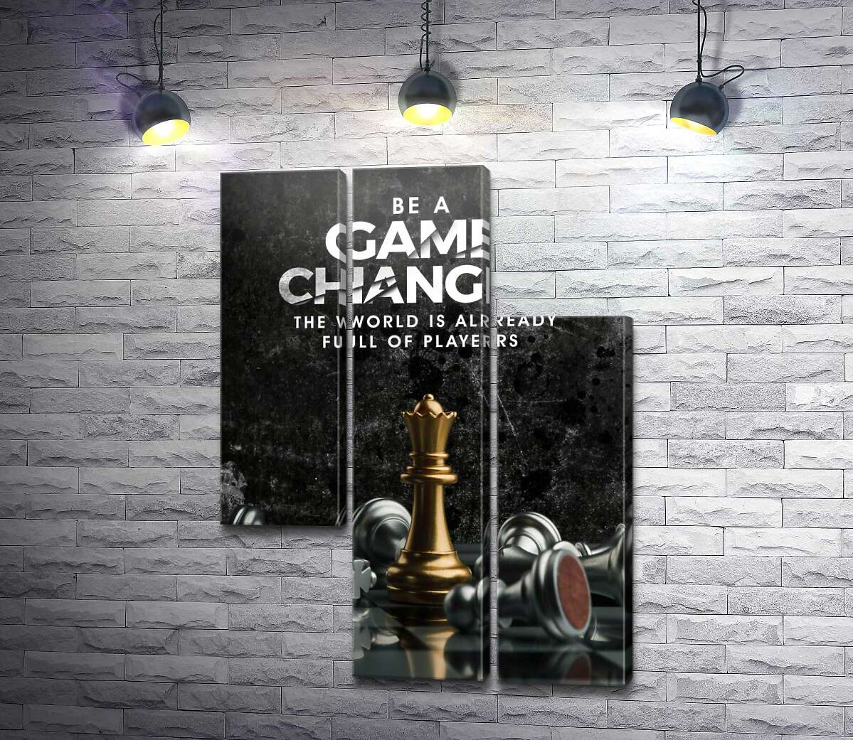 модульна картина Мотиваційний плакат із шахами "Game Changer" (Модуль №13)