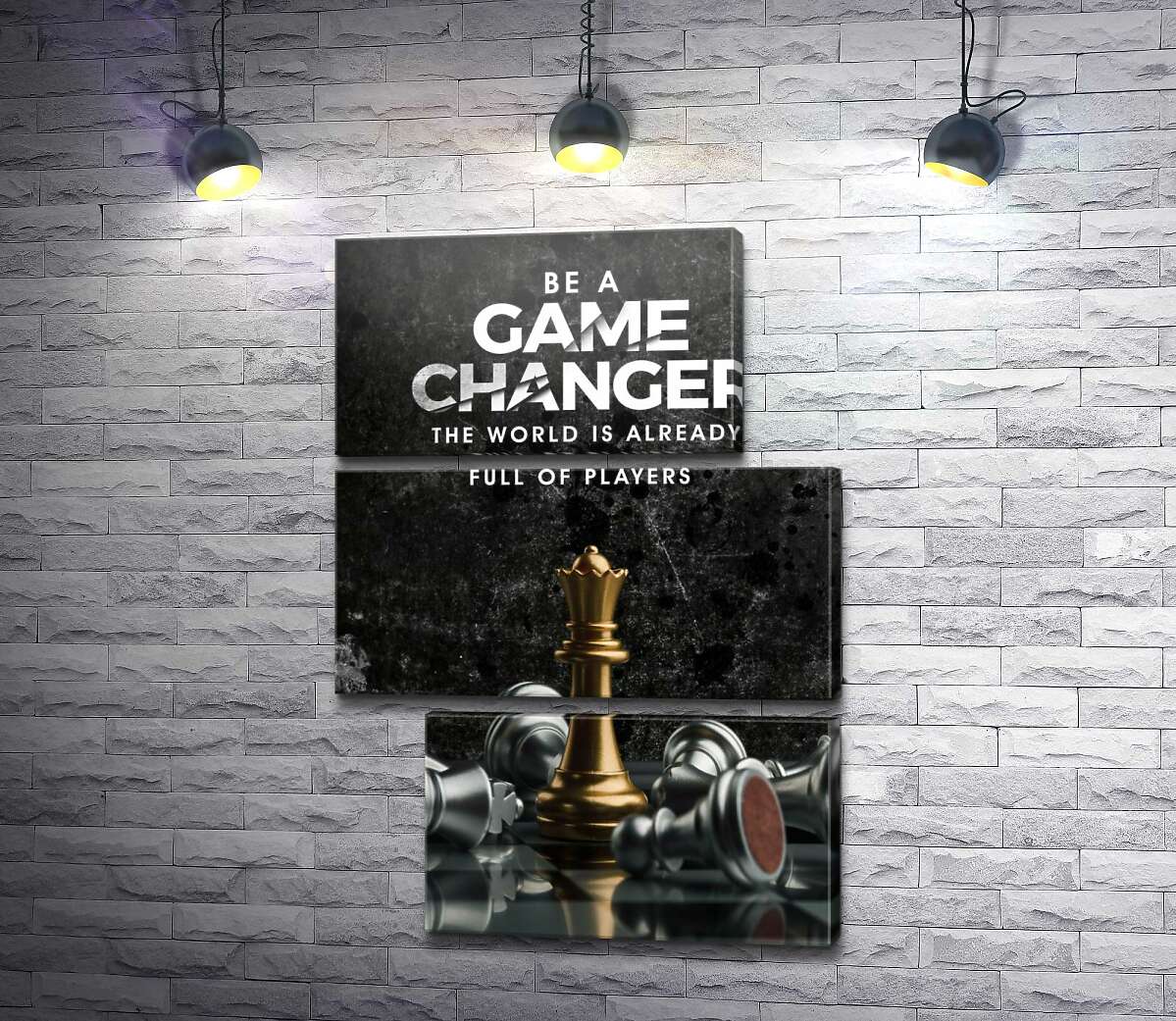 модульная картина Мотивационный плакат с шахматами "Game Changer" (Модуль №16)