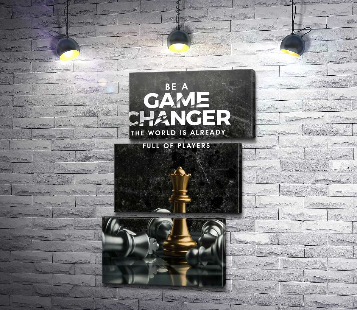 модульна картина Мотиваційний плакат із шахами "Game Changer" (Модуль №17)