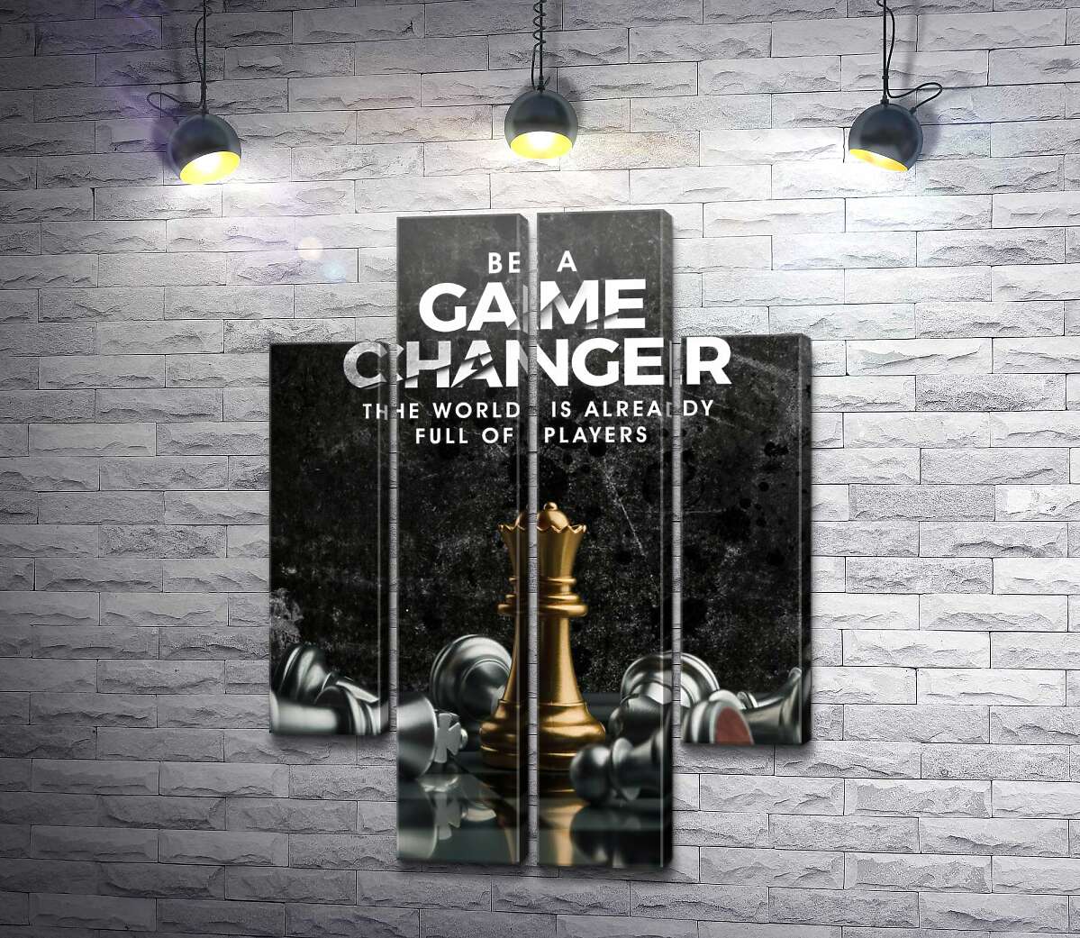 модульная картина Мотивационный плакат с шахматами "Game Changer" (Модуль №20)