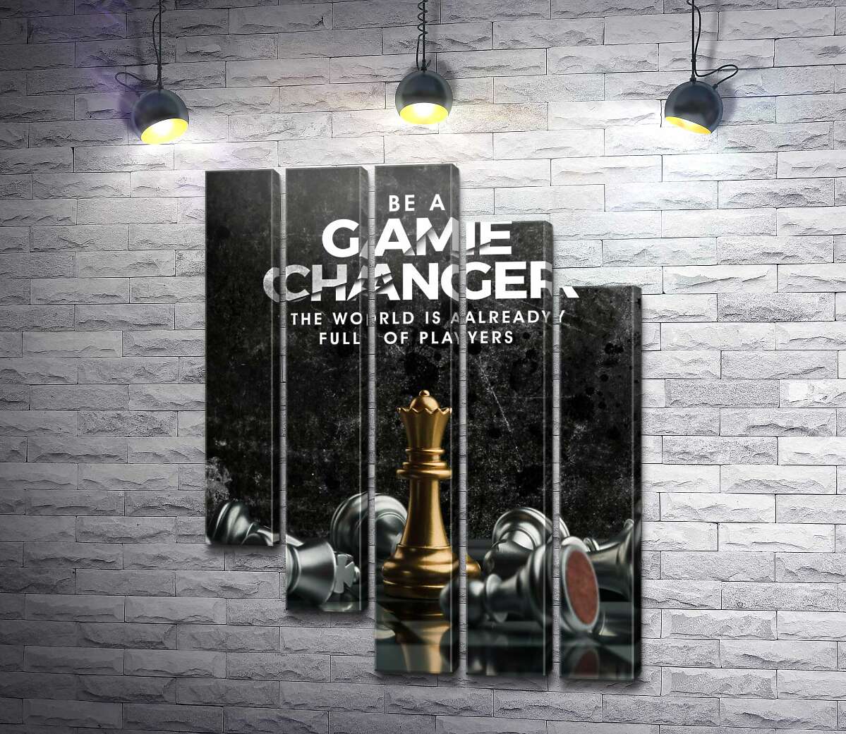 модульная картина Мотивационный плакат с шахматами "Game Changer" (Модуль №28)