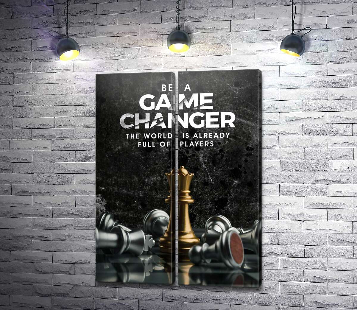 модульная картина Мотивационный плакат с шахматами "Game Changer" (Модуль №6)