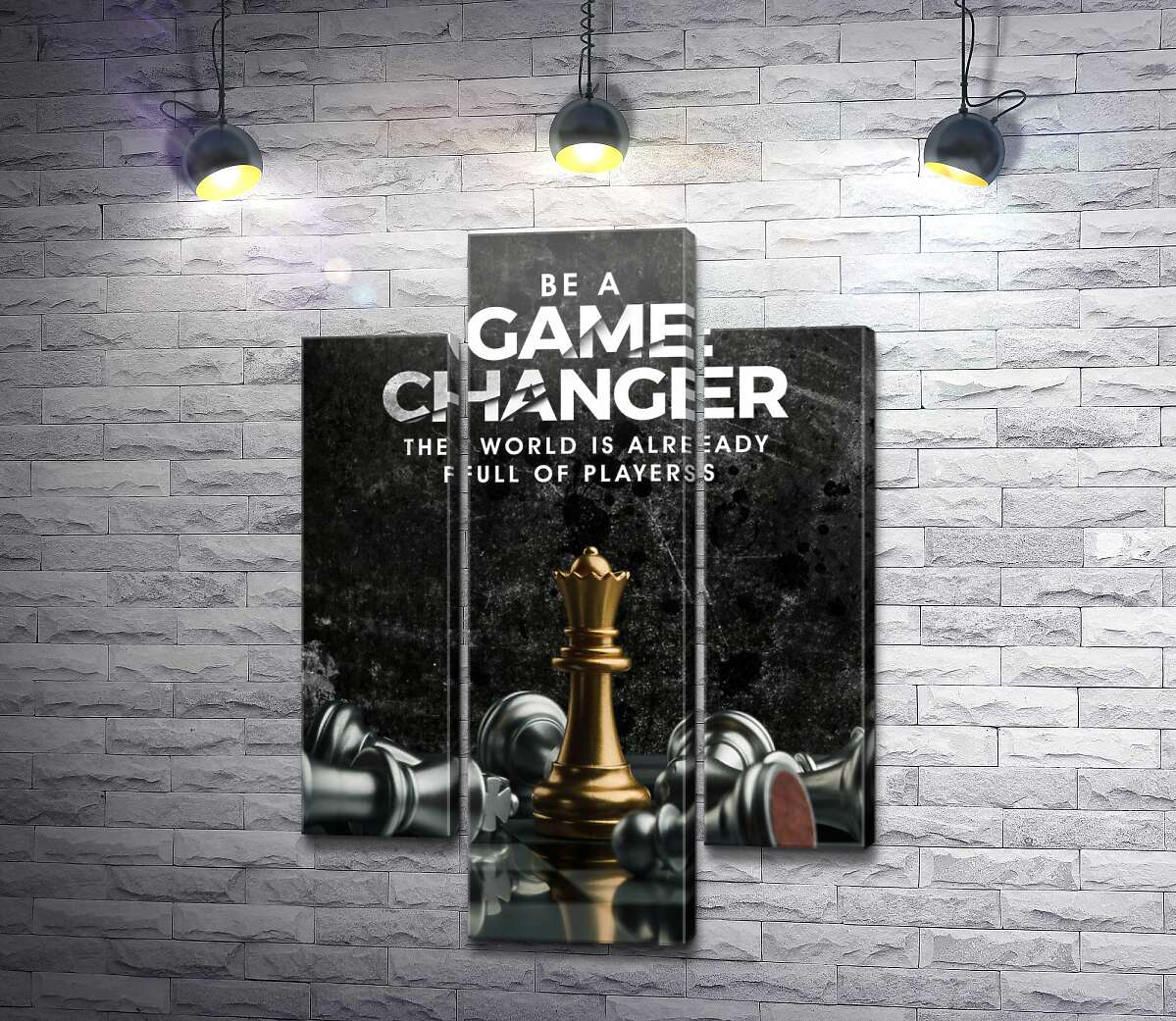 модульная картина Мотивационный плакат с шахматами "Game Changer" (Модуль №10)