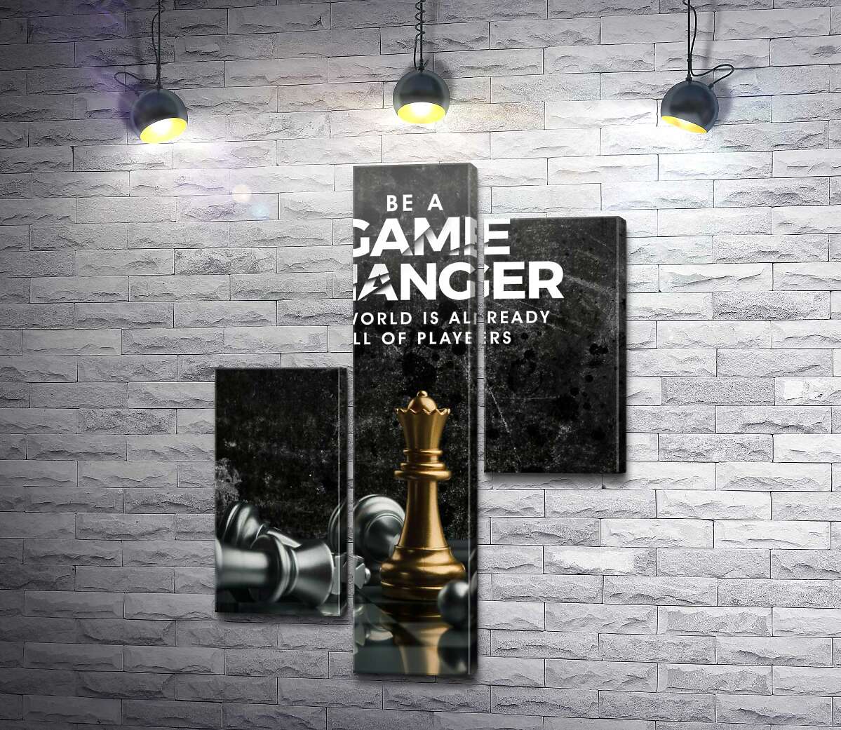 модульная картина Мотивационный плакат с шахматами "Game Changer" (Модуль №12)