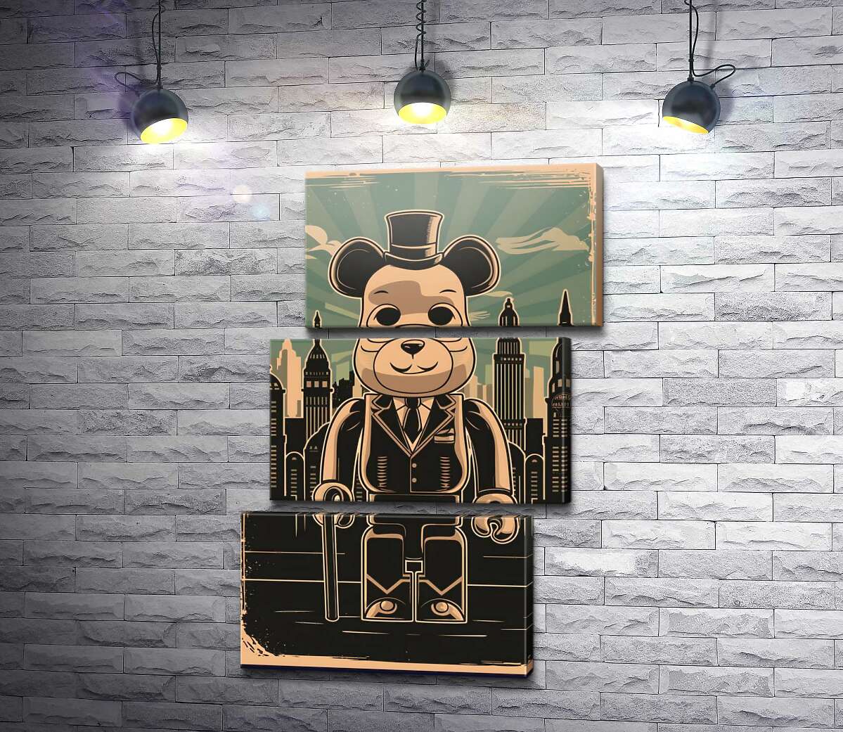 модульная картина Плакат "Bearbrick-джентльмен" (Модуль №17)