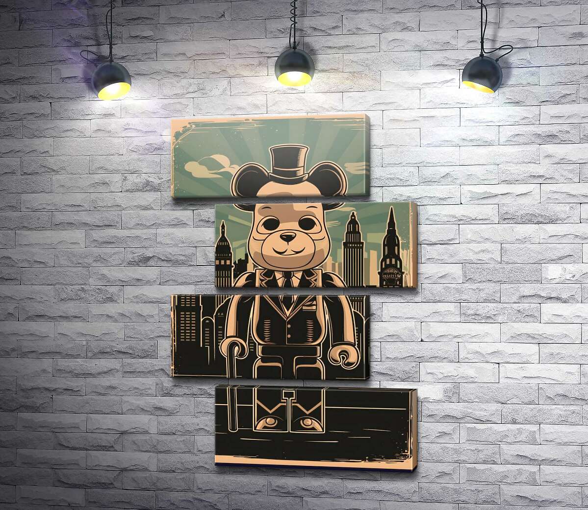 модульна картина Плакат "Bearbrick-джентльмен" (Модуль №23)
