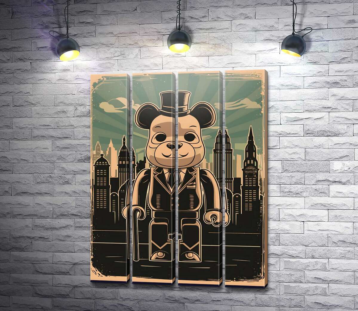 модульная картина Плакат "Bearbrick-джентльмен" (Модуль №24)