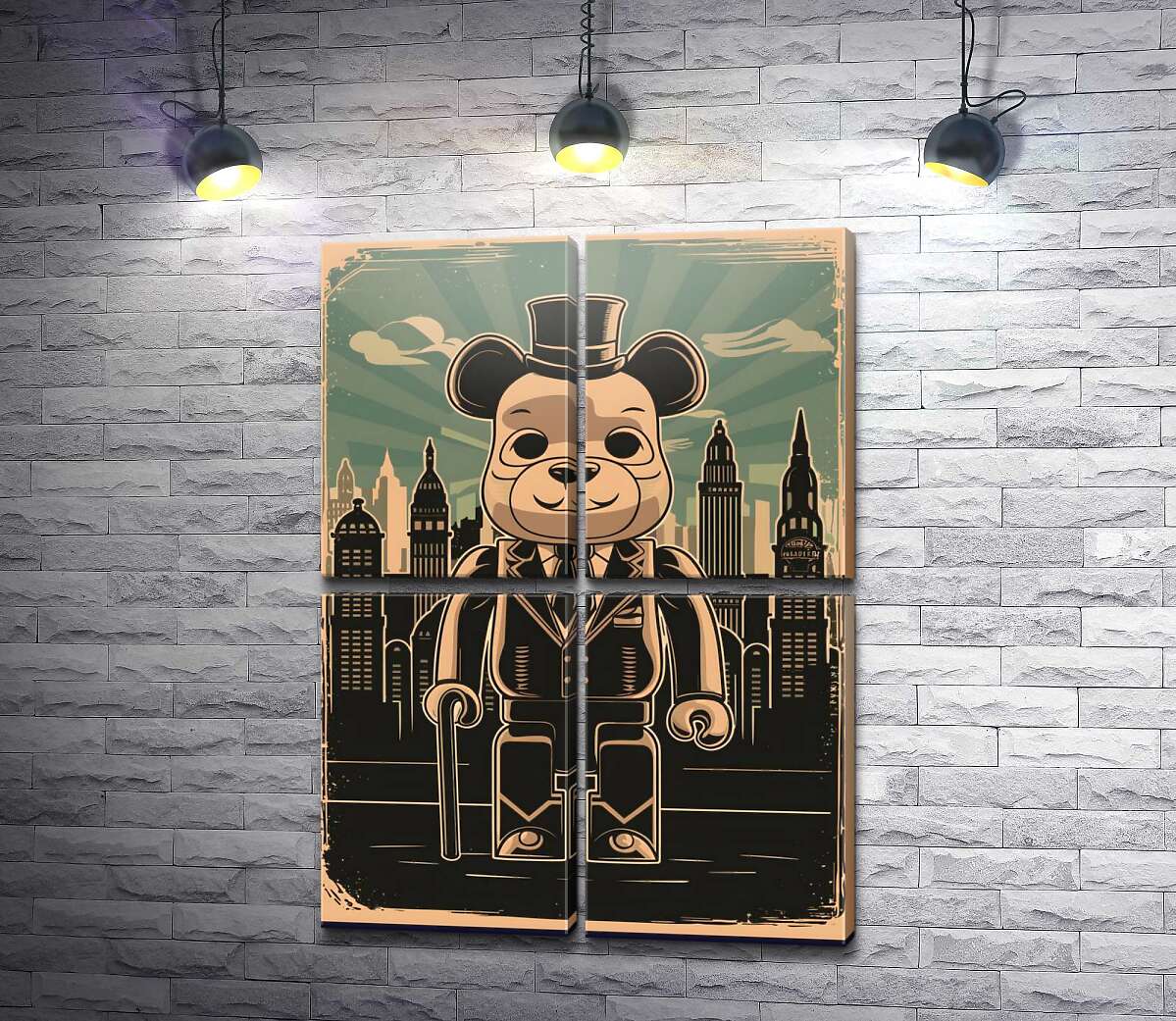 модульная картина Плакат "Bearbrick-джентльмен" (Модуль №25)
