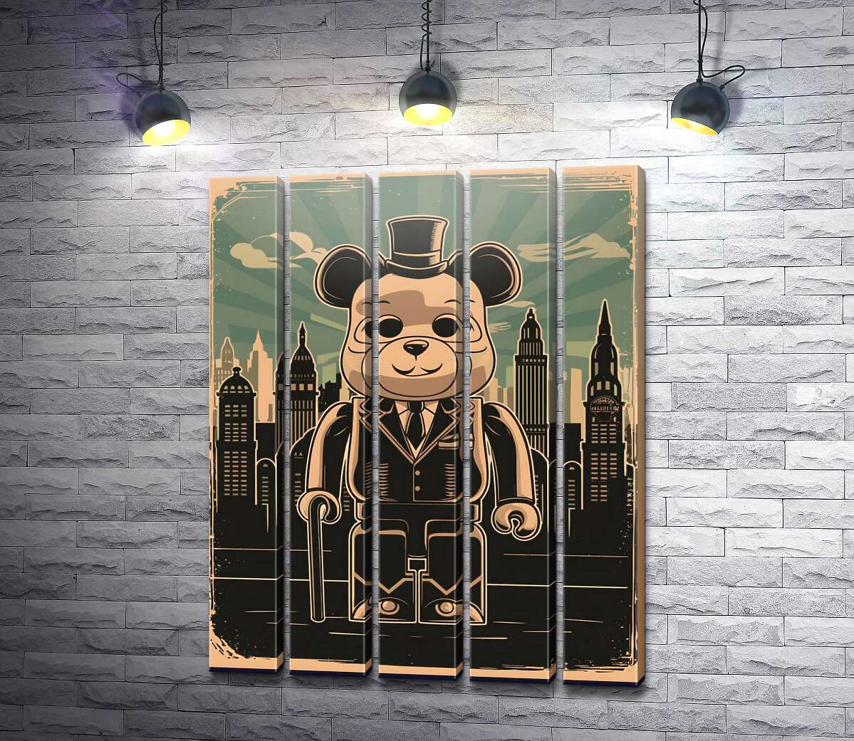 модульная картина Плакат "Bearbrick-джентльмен" (Модуль №26)
