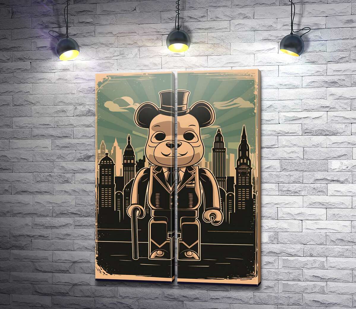 модульна картина Плакат "Bearbrick-джентльмен" (Модуль №6)