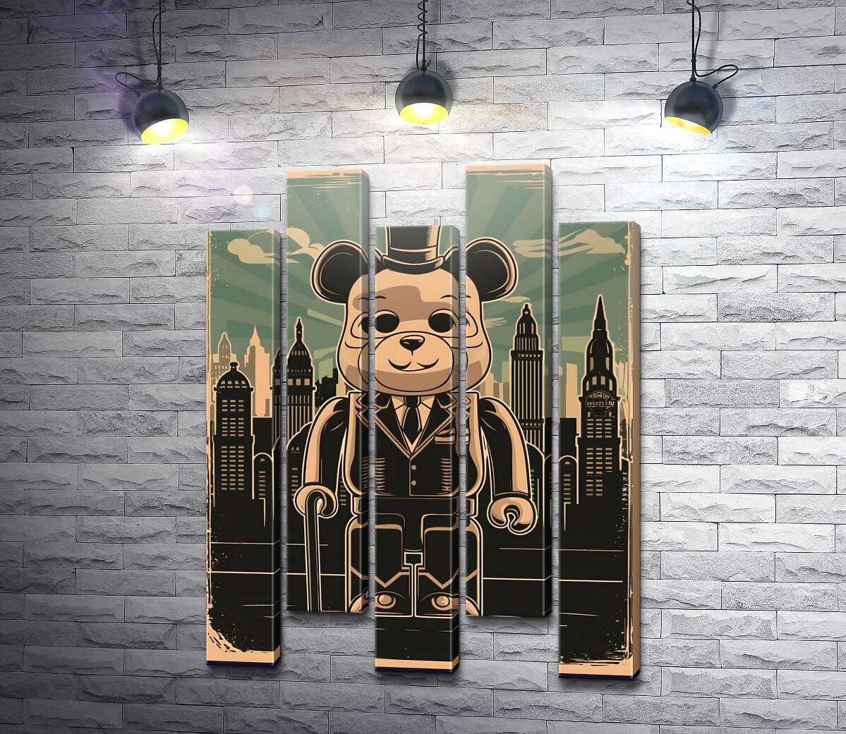 модульная картина Плакат "Bearbrick-джентльмен" (Модуль №30)