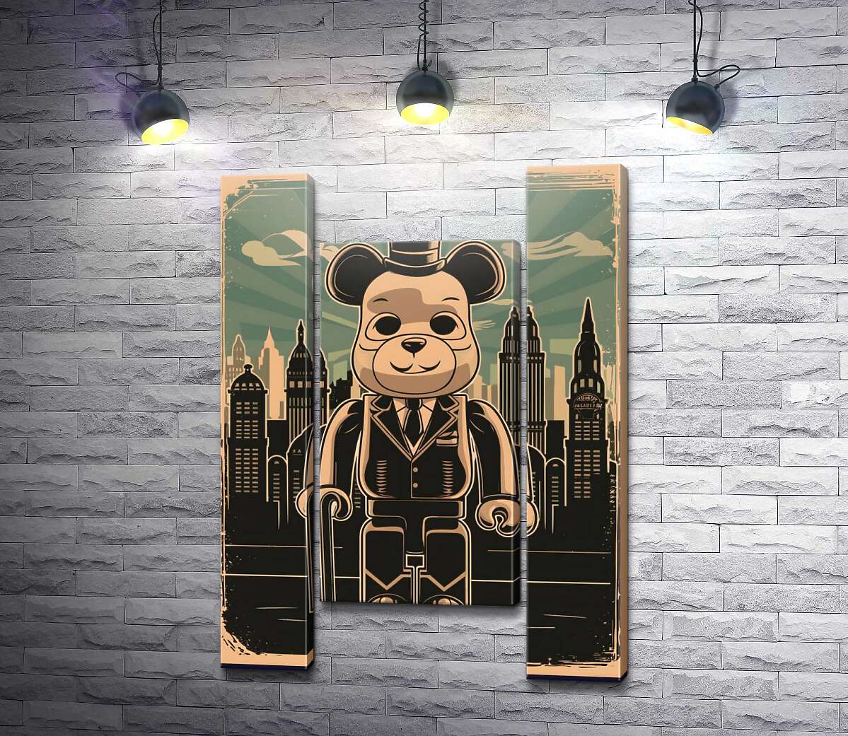 модульная картина Плакат "Bearbrick-джентльмен" (Модуль №11)