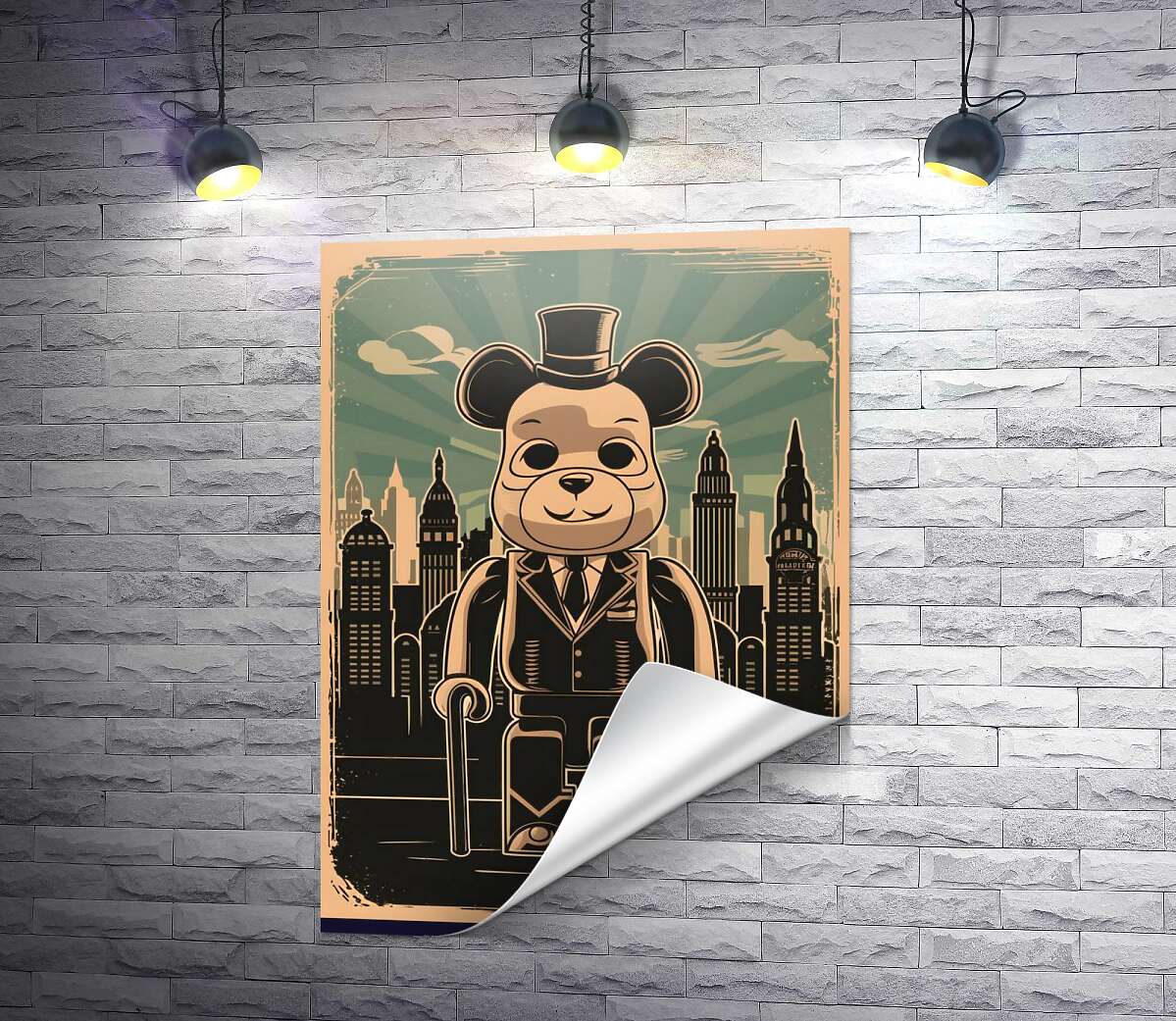печать Плакат "Bearbrick-джентльмен"