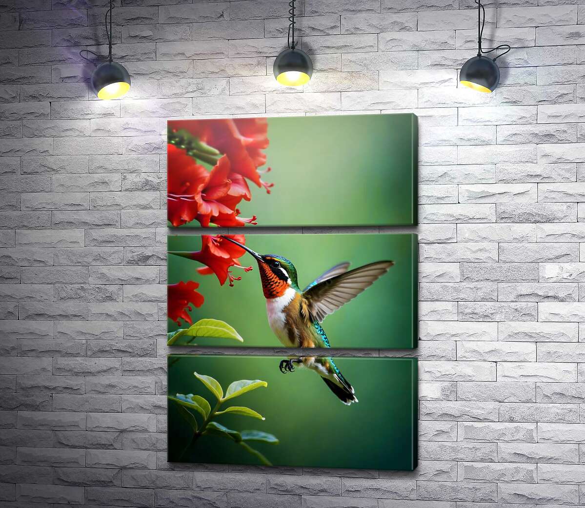 модульная картина Колибри, собирающий пыльцу (Модуль №15)
