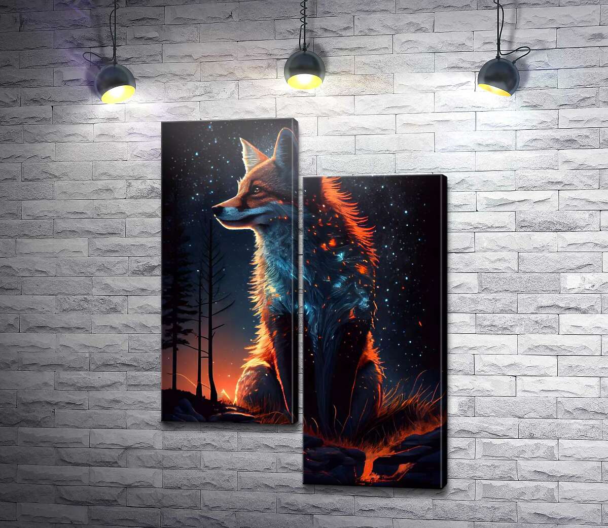 модульна картина Небесно космічна лисиця (Модуль №9)