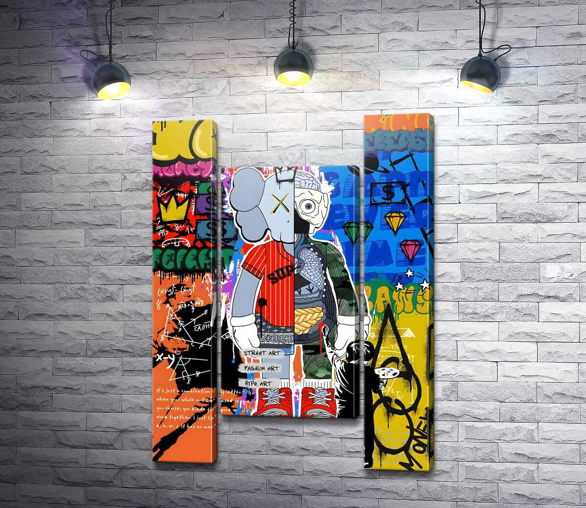 модульная картина Персонаж Kaws на поп-арт плакате (Модуль №11)