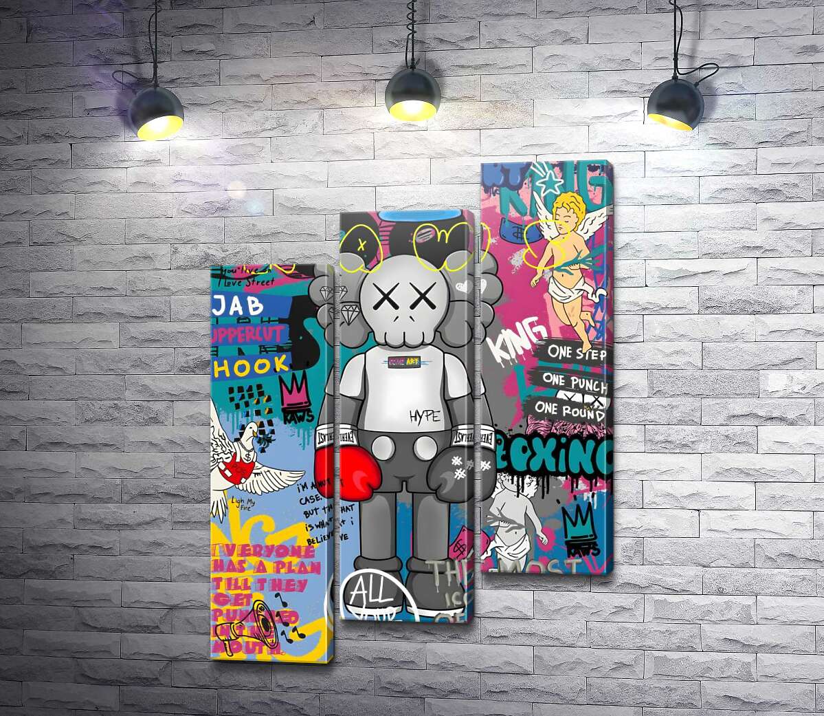 модульная картина Kaws персонаж в перчатках в стиле поп-арт (Модуль №14)