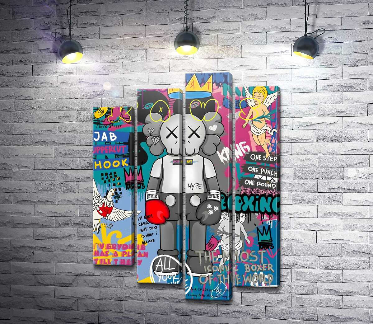 модульна картина Kaws персонаж у рукавичках у стилі поп-арт (Модуль №3)