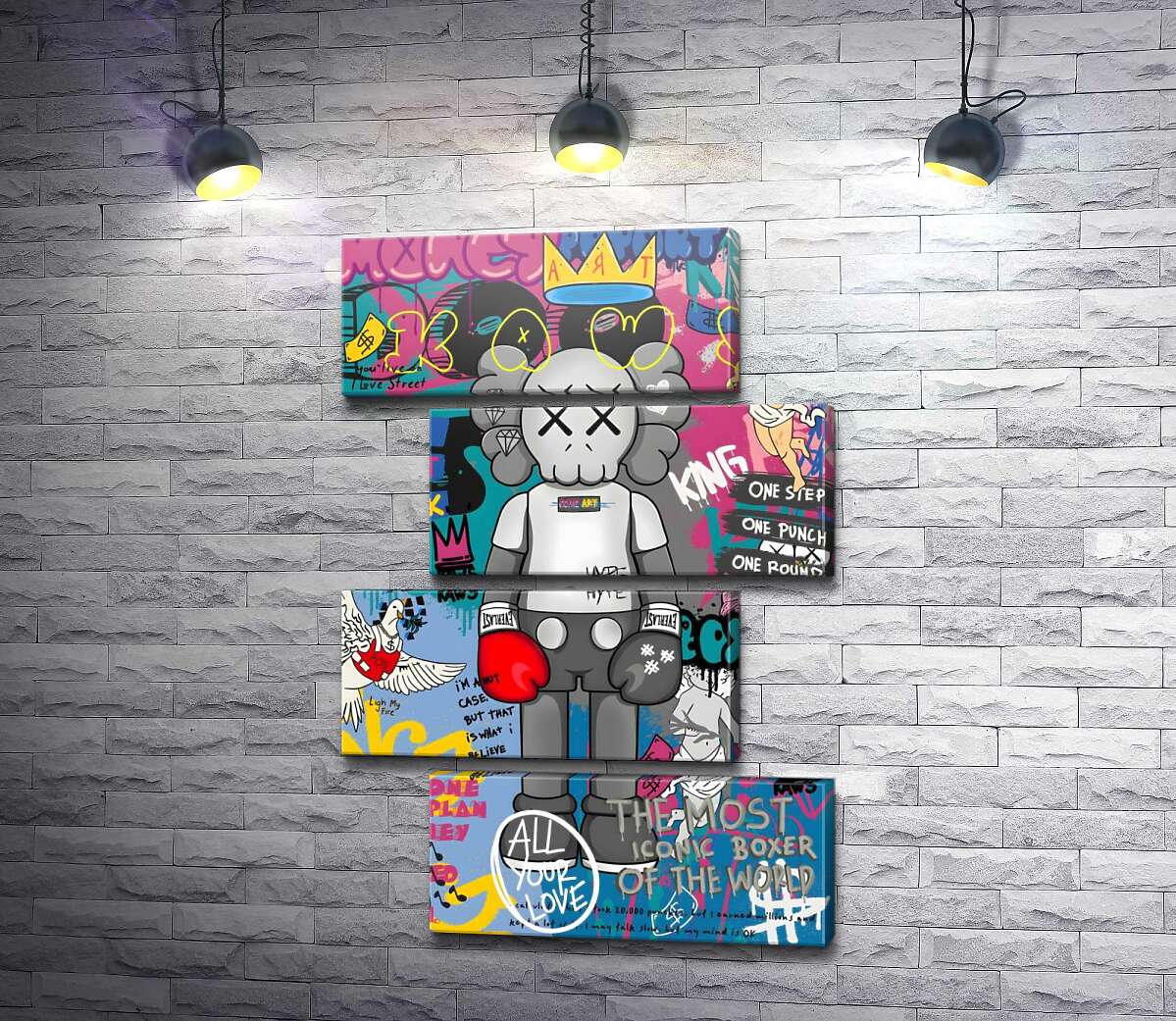 модульна картина Kaws персонаж у рукавичках у стилі поп-арт (Модуль №23)