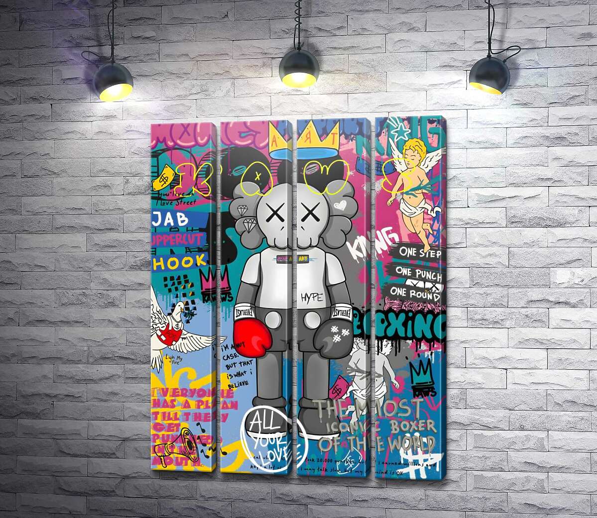 модульная картина Kaws персонаж в перчатках в стиле поп-арт (Модуль №24)
