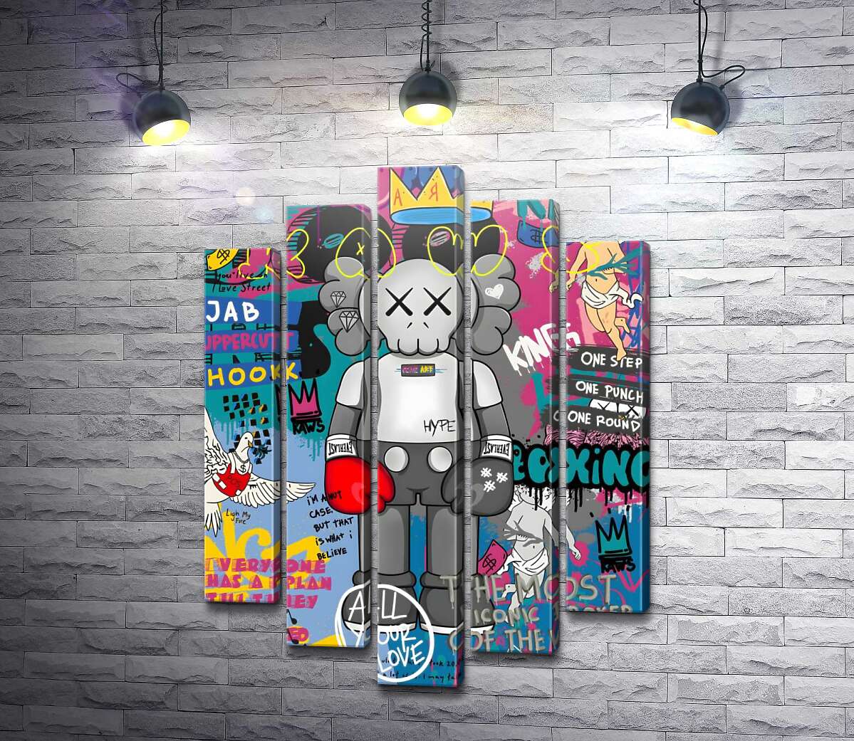 модульна картина Kaws персонаж у рукавичках у стилі поп-арт (Модуль №4)