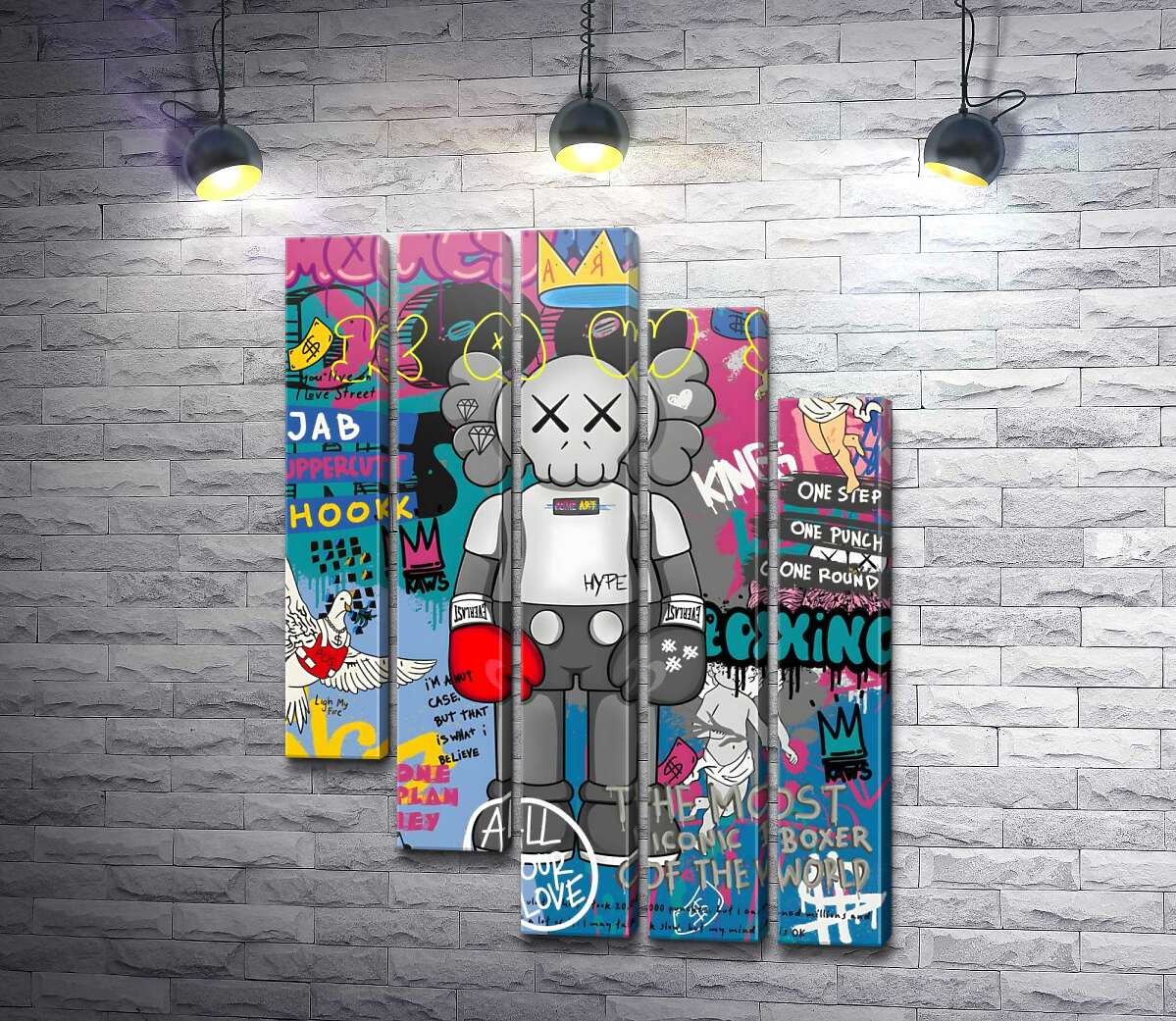 модульна картина Kaws персонаж у рукавичках у стилі поп-арт (Модуль №28)