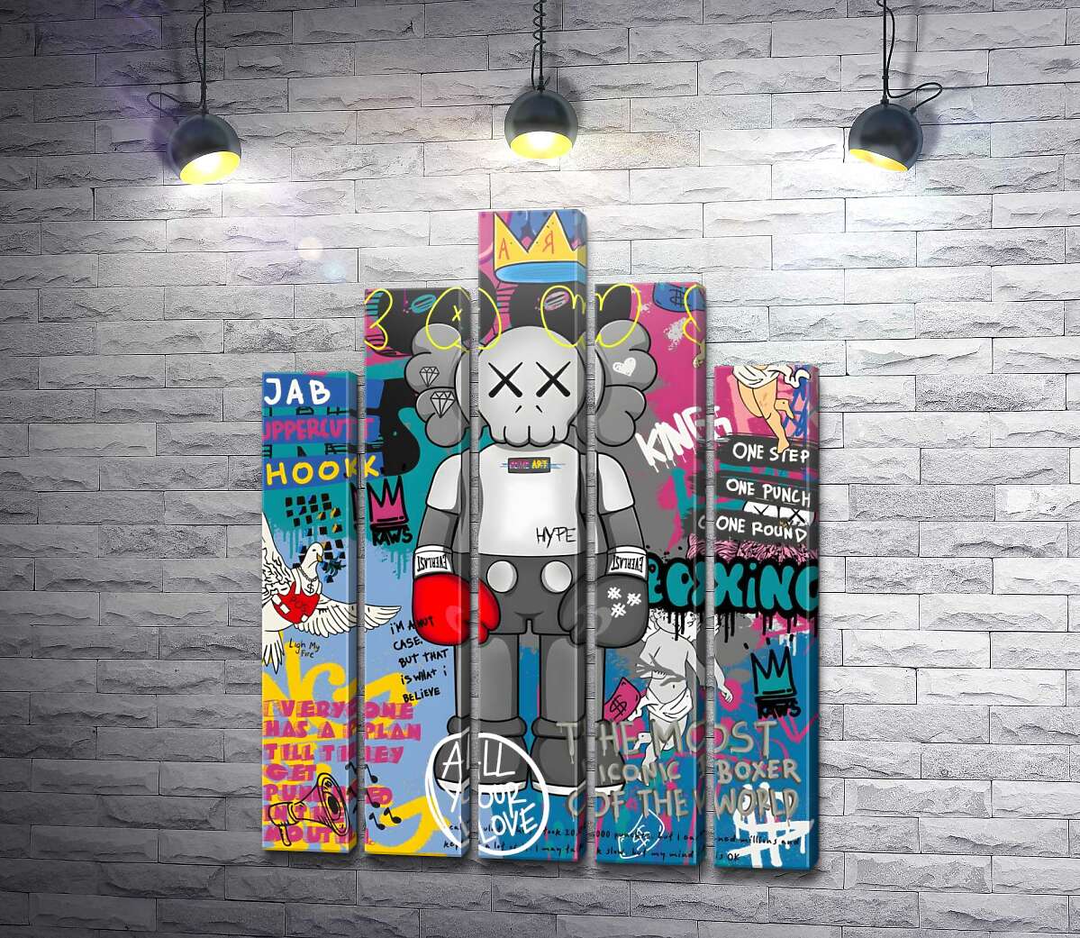 модульная картина Kaws персонаж в перчатках в стиле поп-арт (Модуль №29)