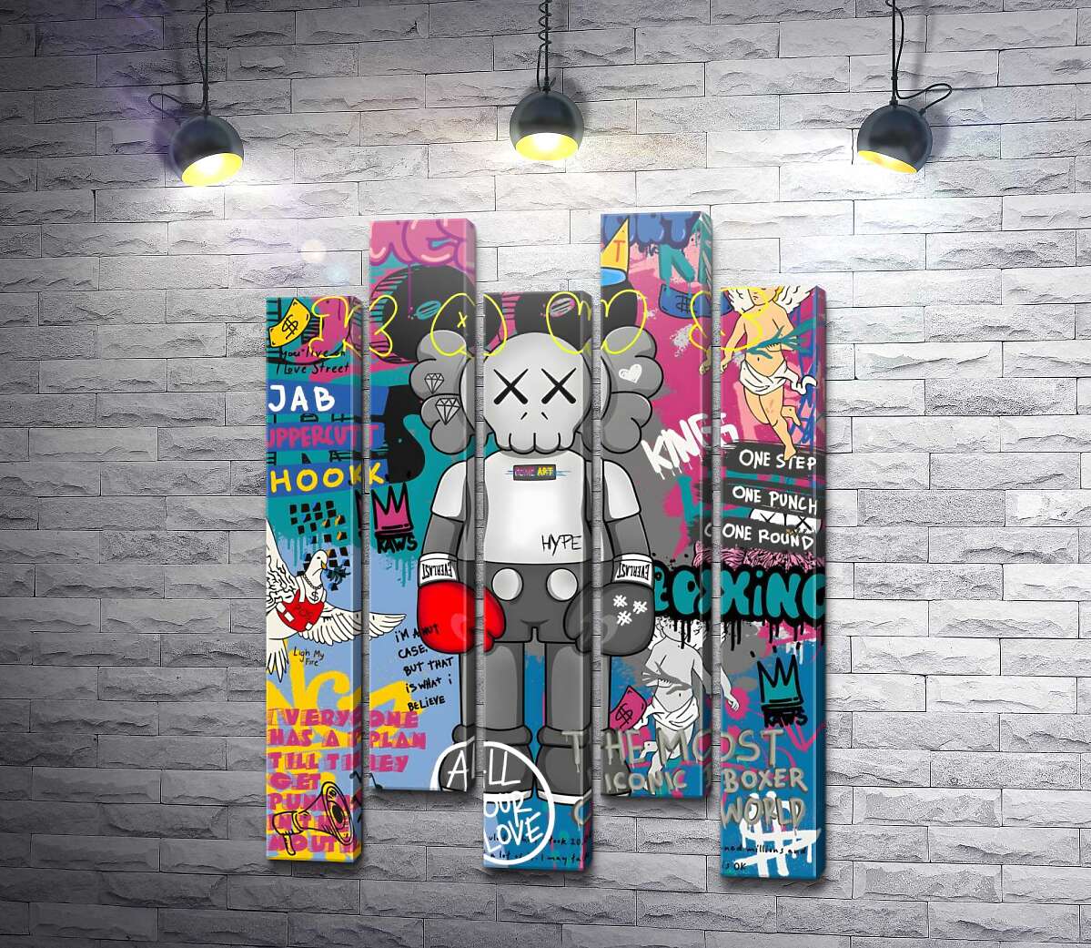модульная картина Kaws персонаж в перчатках в стиле поп-арт (Модуль №30)